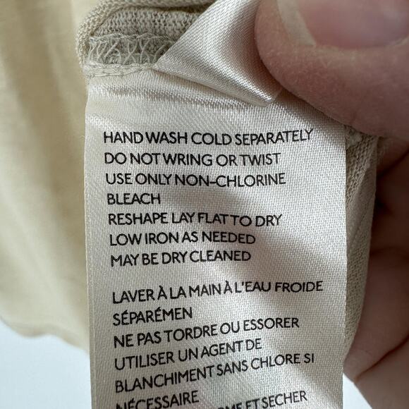 We The Free Shirt Womens XL Tan Coral Crochet Yoke Raglan 3/4 Sleeve Boho Tunic - Picture 9 of 12